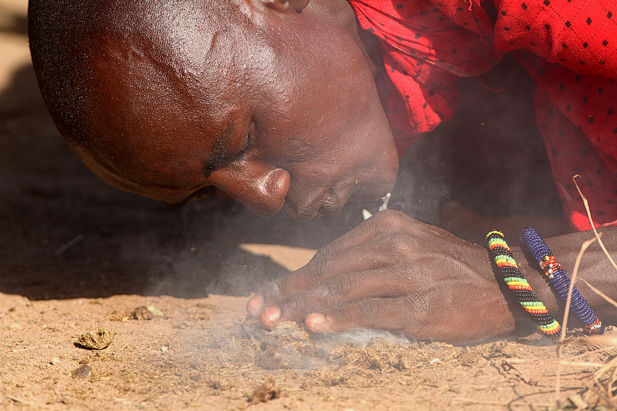 masai ,oheň, Kenya, Ammboseli